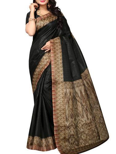 black art silk printed saree with blouse - 15016987 - Very Small Image - 1