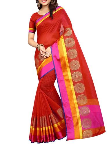 Contrast bordered bhagalpuri saree with blouse - 15016992 - Very Small Image - 1