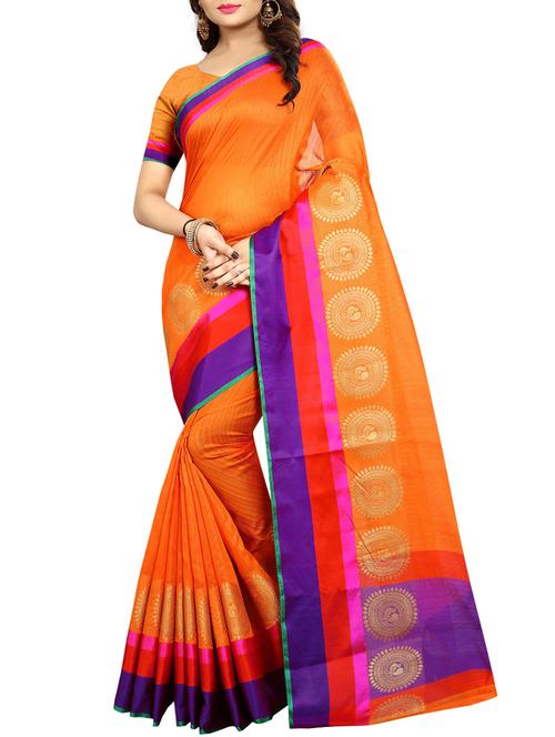 Contrast bordered bhagalpuri saree with blouse - 15016995 - Very Small Image - 1