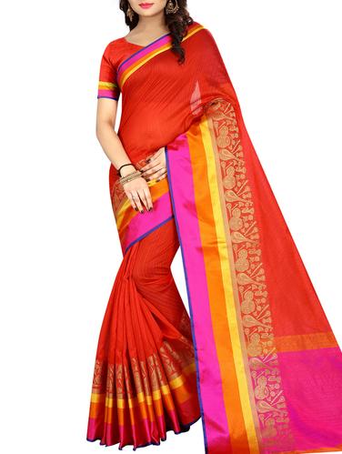Contrast bordered bhagalpuri saree with blouse - 15017009 - Very Small Image - 1