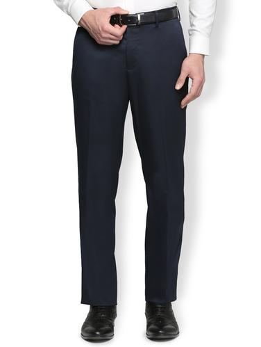 navy blue polyester blend flat front formal trouser - 15017024 - Very Small Image - 1