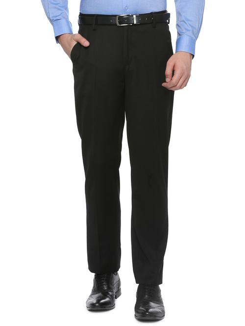 black polyester blend flat front formal trouser - 15017025 - Very Small Image - 1