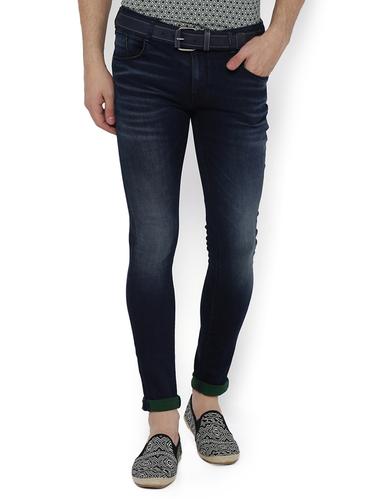 navy blue cotton blend washed jeans - 15017033 - Very Small Image - 1