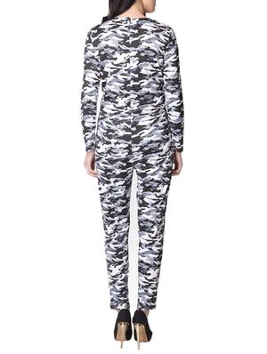 grey printed rayon full leg jumpsuit - 15017182 - Standard Image - 3