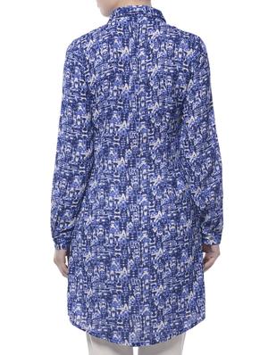blue printed georgette tunic - 15017186 - Standard Image - 3