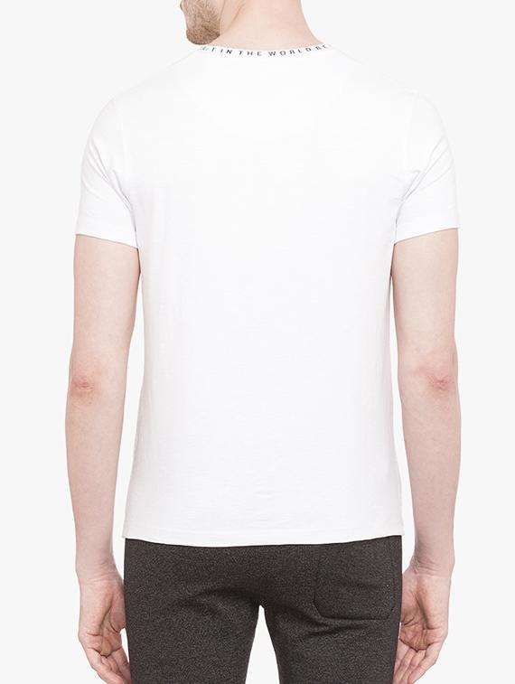 white cotton blend chest print t-shirt - 15017277 - Zoom Image - 3