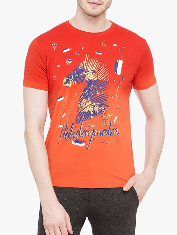 orange cotton chest print t-shirt - 15017305 - Zoom Image - 1