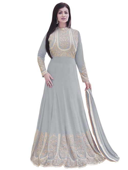 Gold embroidered anarkali suit set - 15017327 - Standard Image - 1