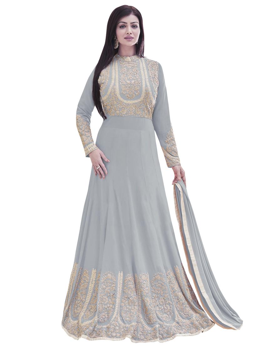 Gold embroidered anarkali suit set - 15017327 - Zoom Image - 1