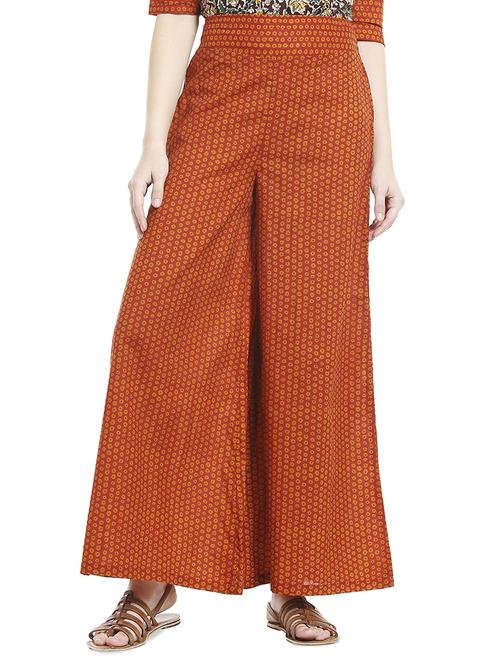 rust dots cotton printed palazzo - 15017332 - Standard Image - 1