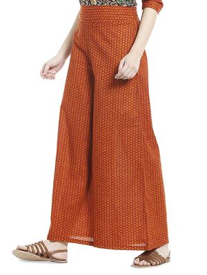 rust dots cotton printed palazzo - 15017332 - Standard Image - 2