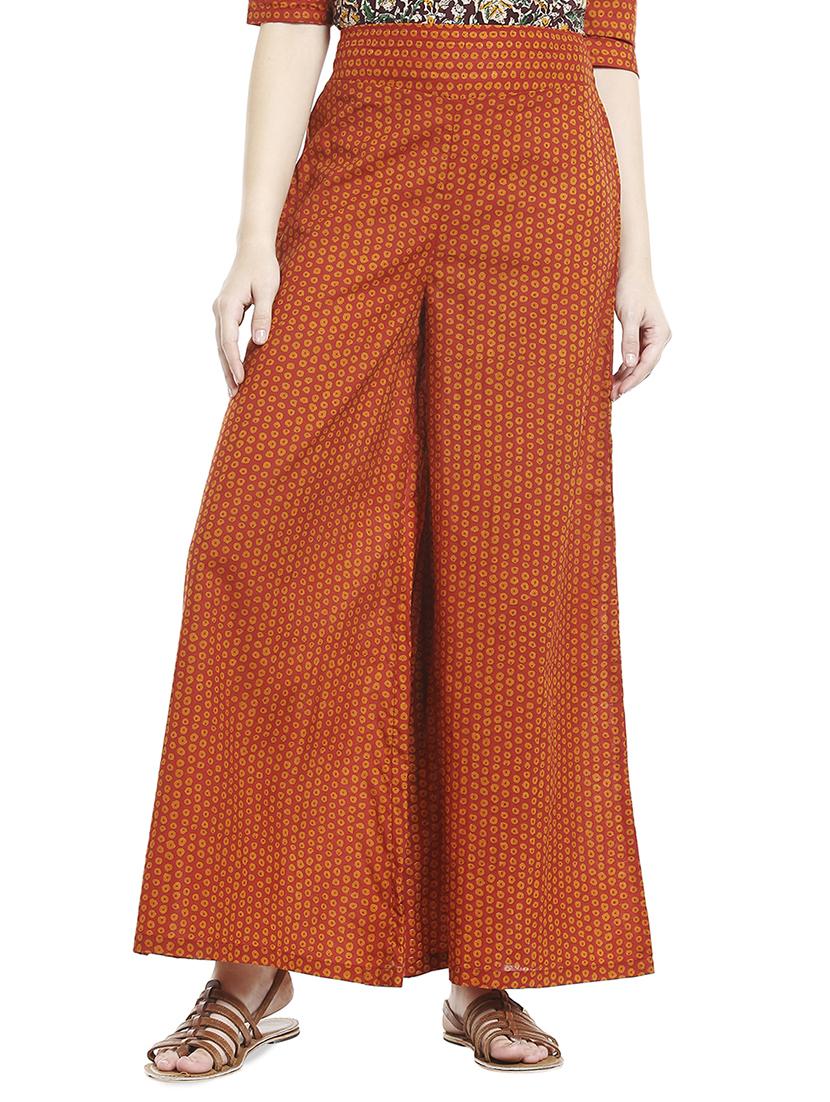 rust dots cotton printed palazzo - 15017332 - Zoom Image - 1