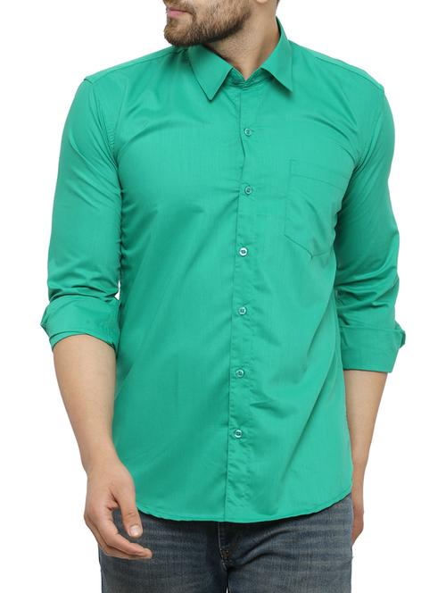 green cotton casual shirt - 15017333 - Standard Image - 1