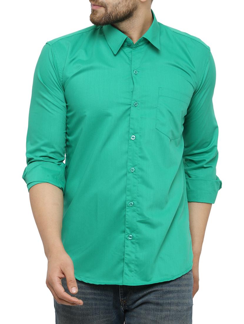 green cotton casual shirt - 15017333 - Zoom Image - 1