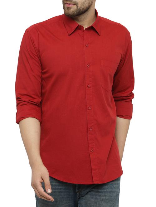 red cotton casual shirt - 15017334 - Standard Image - 1