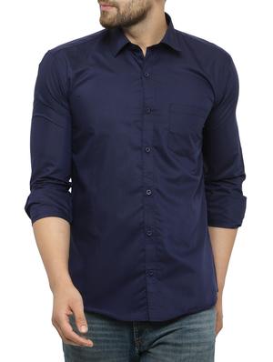 navy blue cotton casual shirt - 15017335 - Standard Image - 1