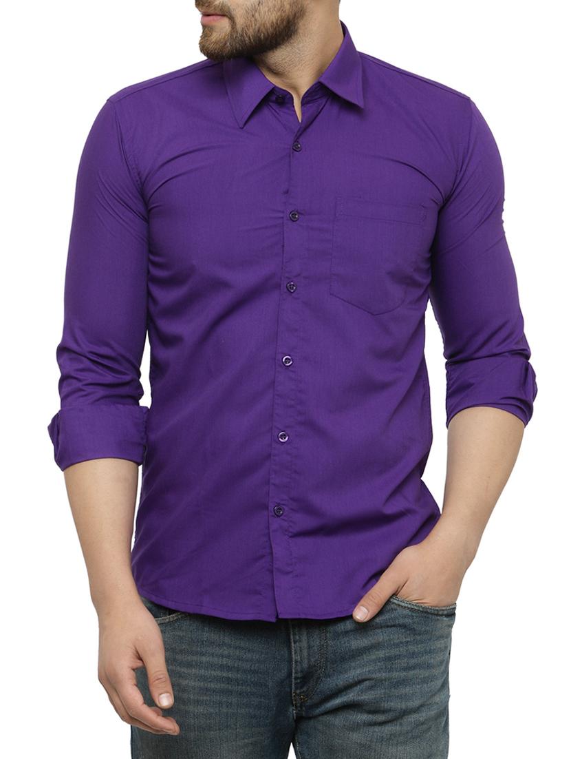 purple cotton casual shirt - 15017336 - Zoom Image - 1
