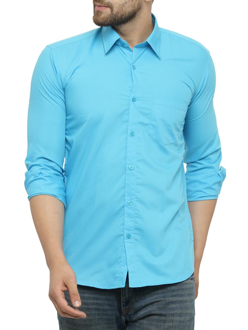 light blue cotton casual shirt - 15017338 - Zoom Image - 1
