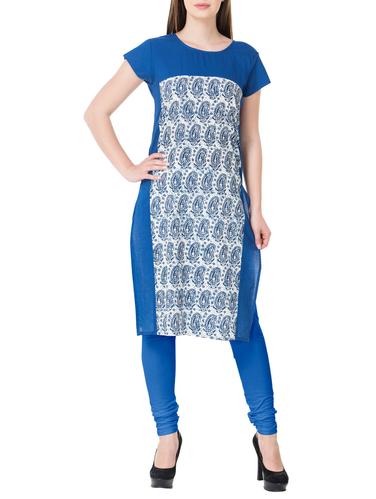blue cotton straight kurta - 15017340 - Very Small Image - 1
