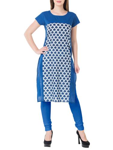 blue cotton straight indigo kurta - 15017342 - Very Small Image - 1