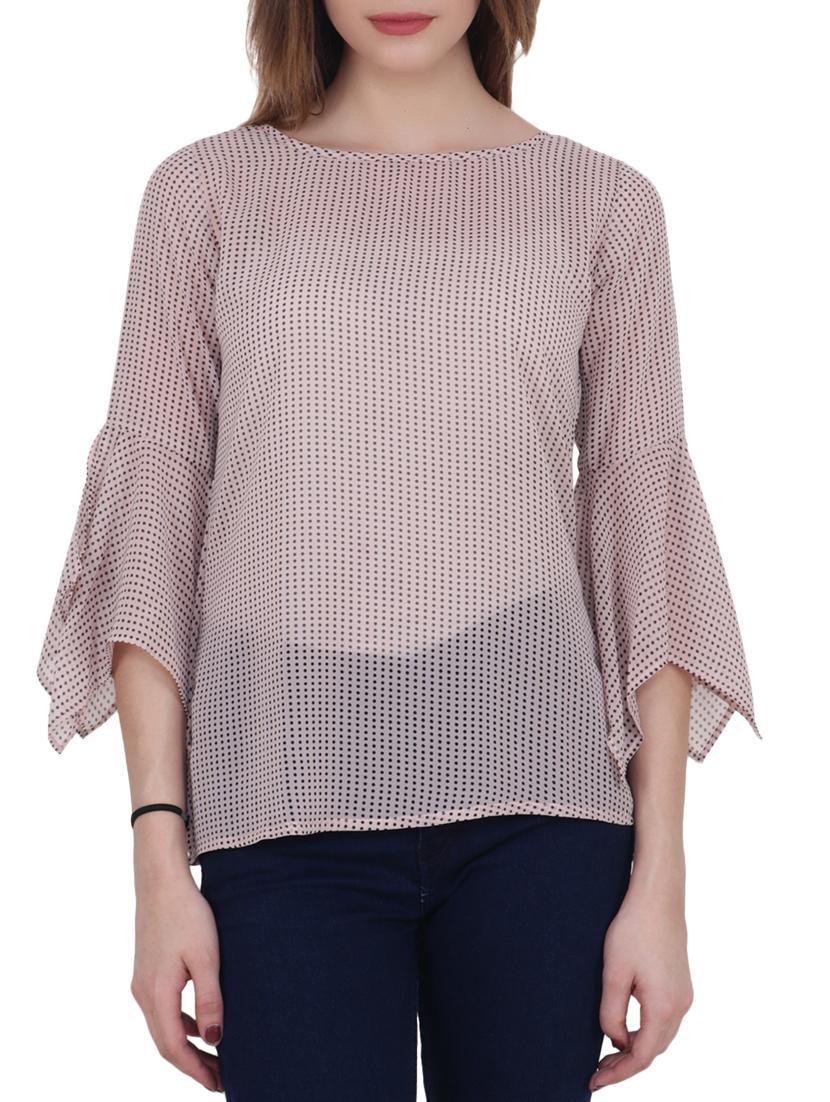 beige georgette polka doted top - 15017354 - Zoom Image - 1