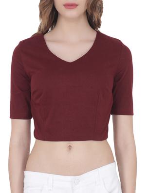 solid maroon crop top - 15017359 - Standard Image - 1