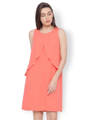 orange solid layered dress - 15017383 - Very Small Image - 1