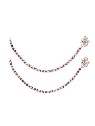silver metal anklets and payal - 15017477 - Very Small Image - 1
