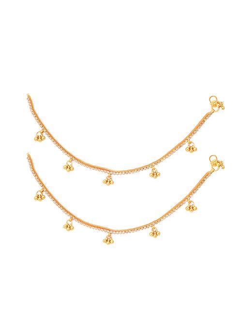 gold metal anklets and payal - 15017478 - Standard Image - 1