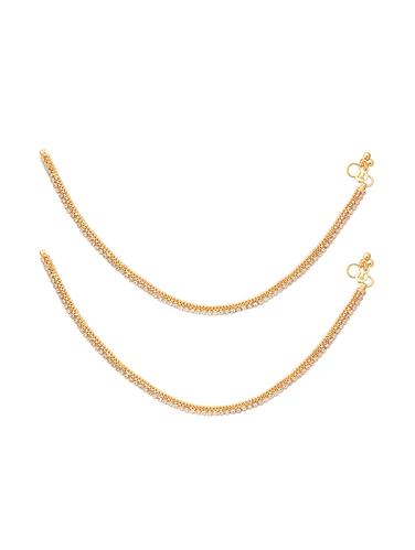 gold metal anklets and payal - 15017479 - Very Small Image - 1