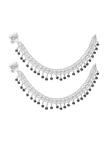 silver metal anklets and payal - 15017487 - Very Small Image - 1