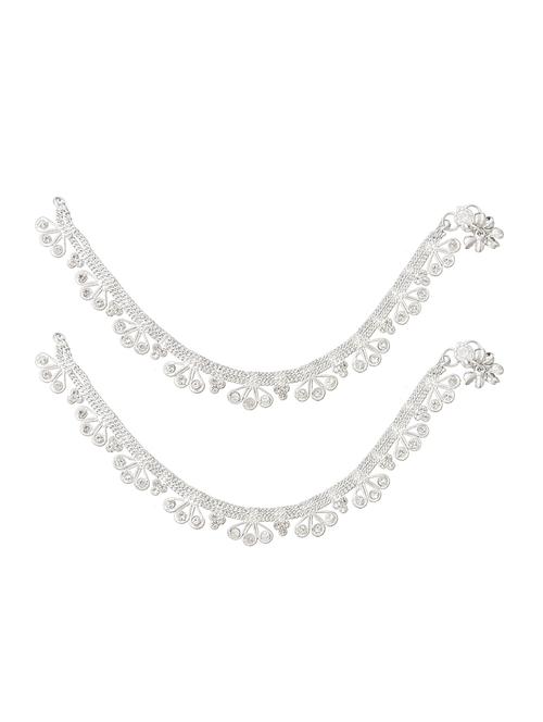 silver metal anklets and payal - 15017488 - Standard Image - 1
