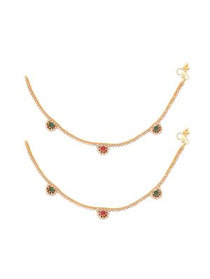 gold metal anklets and payal - 15017494 - Standard Image - 1