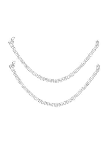 silver metal anklets and payal - 15017495 - Very Small Image - 1
