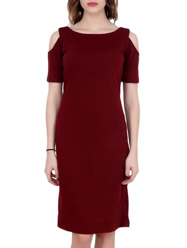solid maroon sheath dress - 15017953 - Very Small Image - 1