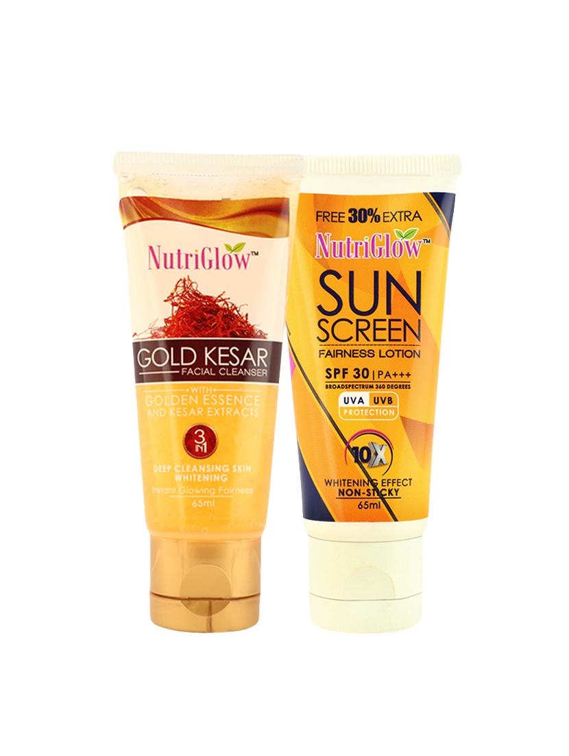 Gold Kesar Cleanser (65 ml) and Sunscreen Fairness Lotion SPF 30 (65 ml) - 15017967 - Zoom Image - 1
