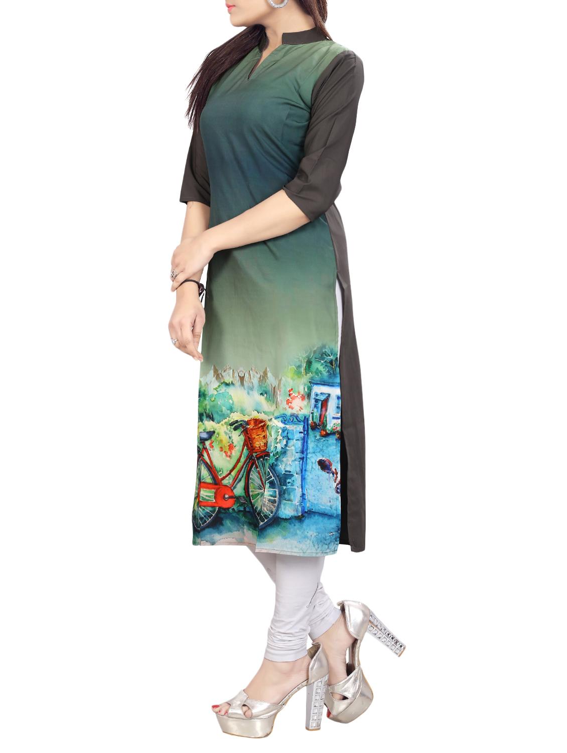 printed straight kurta - 15018021 - Zoom Image - 2