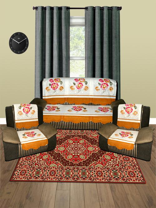 5 Seater Floral Sofa Cover Set -10 Pieces - 15018906 - Standard Image - 1
