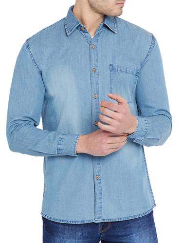 blue denim casual shirt - 15018976 - Very Small Image - 1