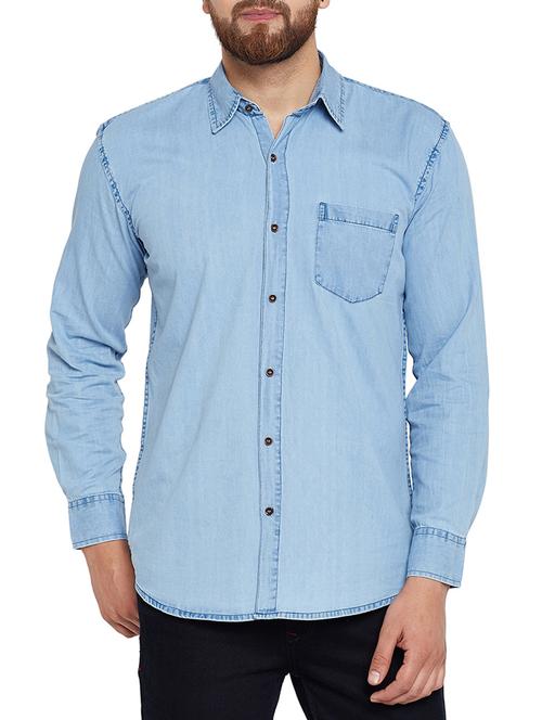 blue denim casual shirt - 15018977 - Very Small Image - 1