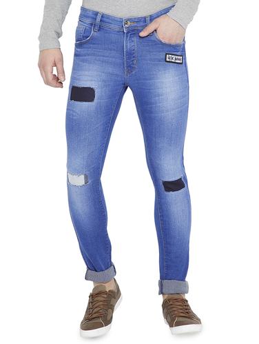 blue denim patched jeans - 15018982 - Very Small Image - 1