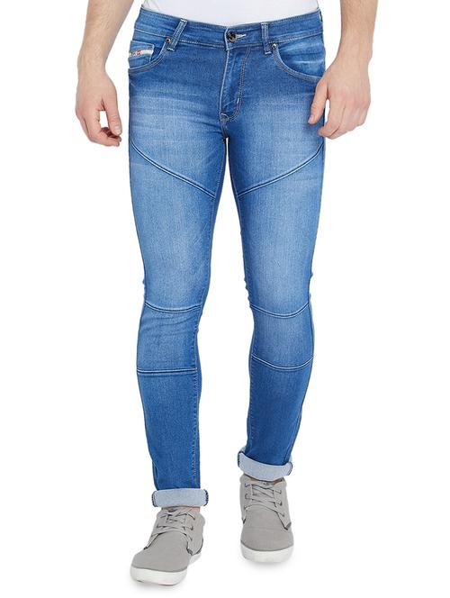 blue cotton biker denim - 15018998 - Standard Image - 1