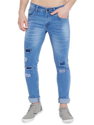 blue denim patched jeans - 15019000 - Very Small Image - 1