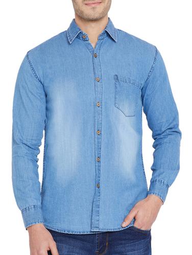 blue denim casual shirt - 15019025 - Very Small Image - 1