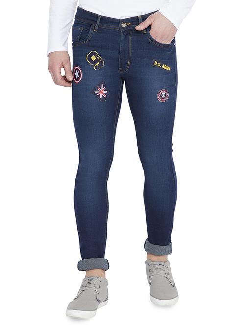 blue denim patched jeans - 15019026 - Very Small Image - 1