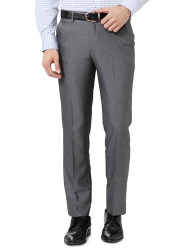 grey polyester blend flat front formal trouser - 15019081 - Very Small Image - 1