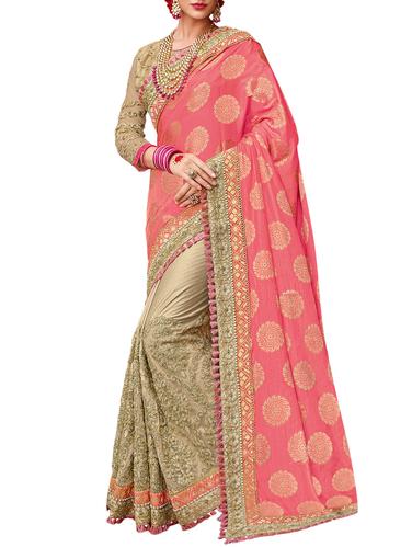 pink silk half & half saree with blouse - 15019115 - Very Small Image - 1