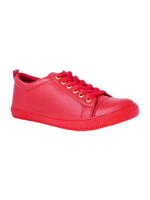 red leatherette lace up sneaker - 15019223 - Standard Image - 1