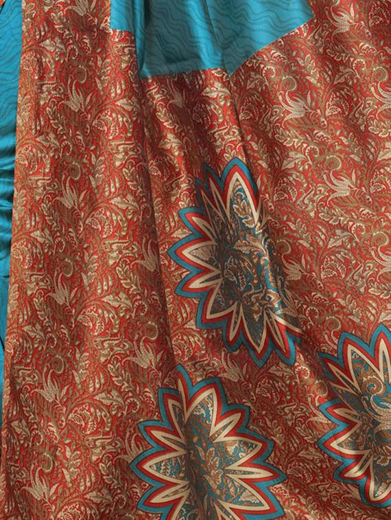 contrast bordered printed saree with blouse - 15019234 - Zoom Image - 2