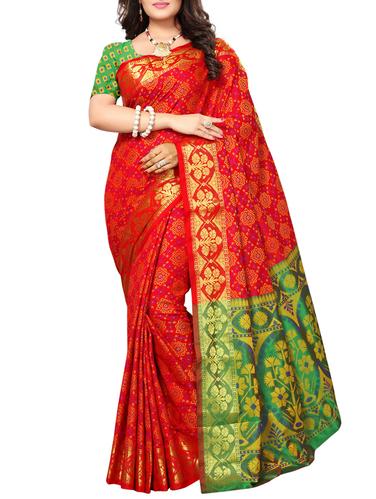 Zari bordered woven saree with blouse - 15019243 - Very Small Image - 1